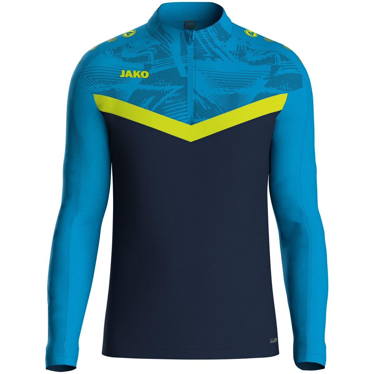 JAKO Ziptop 8624 Marine Fluogeel JAKO Blauw| Bestel snel en veilig bij Jakosportkleding.nl | Snelle verzending